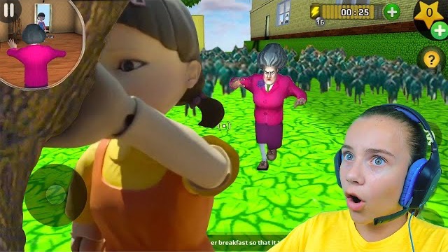 МИСС ТИ в ИГРЕ КАЛЬМАРА! Злая Учительница Scary Teacher 3D смотреть онлайн
