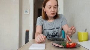 Мукбанг. Обед. Картофель с яйцом/овощи/колбаса/кофе
