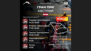 Расписание 8 этапа 2026 года! Австрия! 26 - 28 июня!