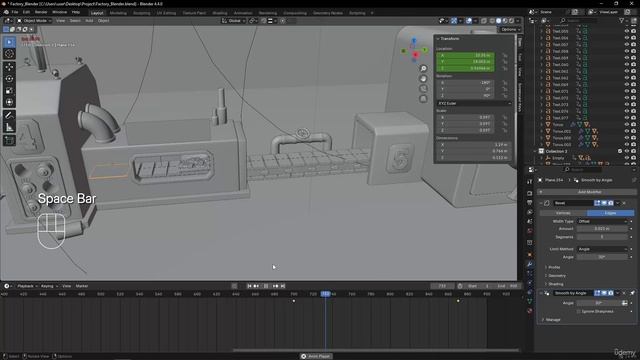 Blender in Practice Creating a 3D Factory 17 - Animating the Fourth and Fifth Modules смотреть онлайн