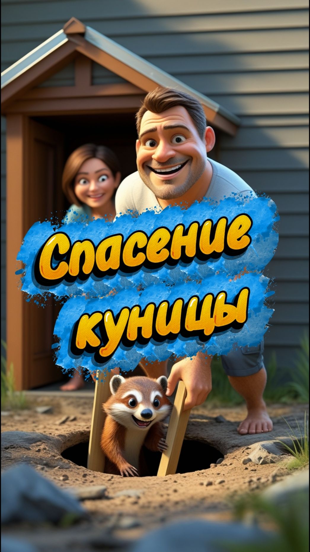 Спасение куницы из выгребной ямы.
