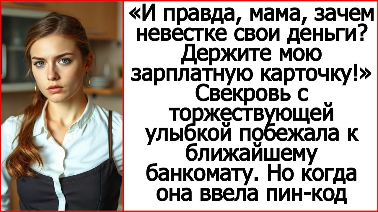 Истории из жизни. Свекровь побежала с моей картой к ближайшему банкомату. Слушать рассказы.