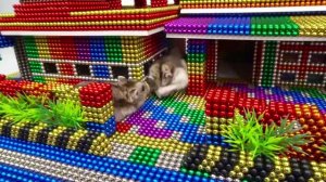 Строим ЛУЧШИЙ особняк в Minecraft с радужным сердцем и прудом с рыбами из магнитных шариков