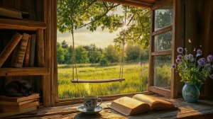 ЛЕТНЕЕ УТРО У ОТКРЫТОГО ОКНА С ПЕНИЕМ ПТИЦ ДЛЯ ОТДЫХА И ЧТЕНИЯ 🌿📖
