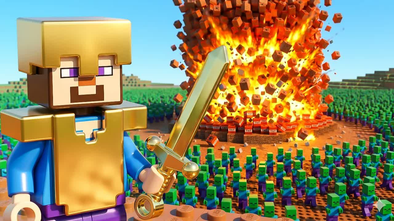 GOLDEN STEVE vs 9999 ZOMBIES ｜ Minecraft Animation ｜ Lego Stop Motion смотреть онлайн