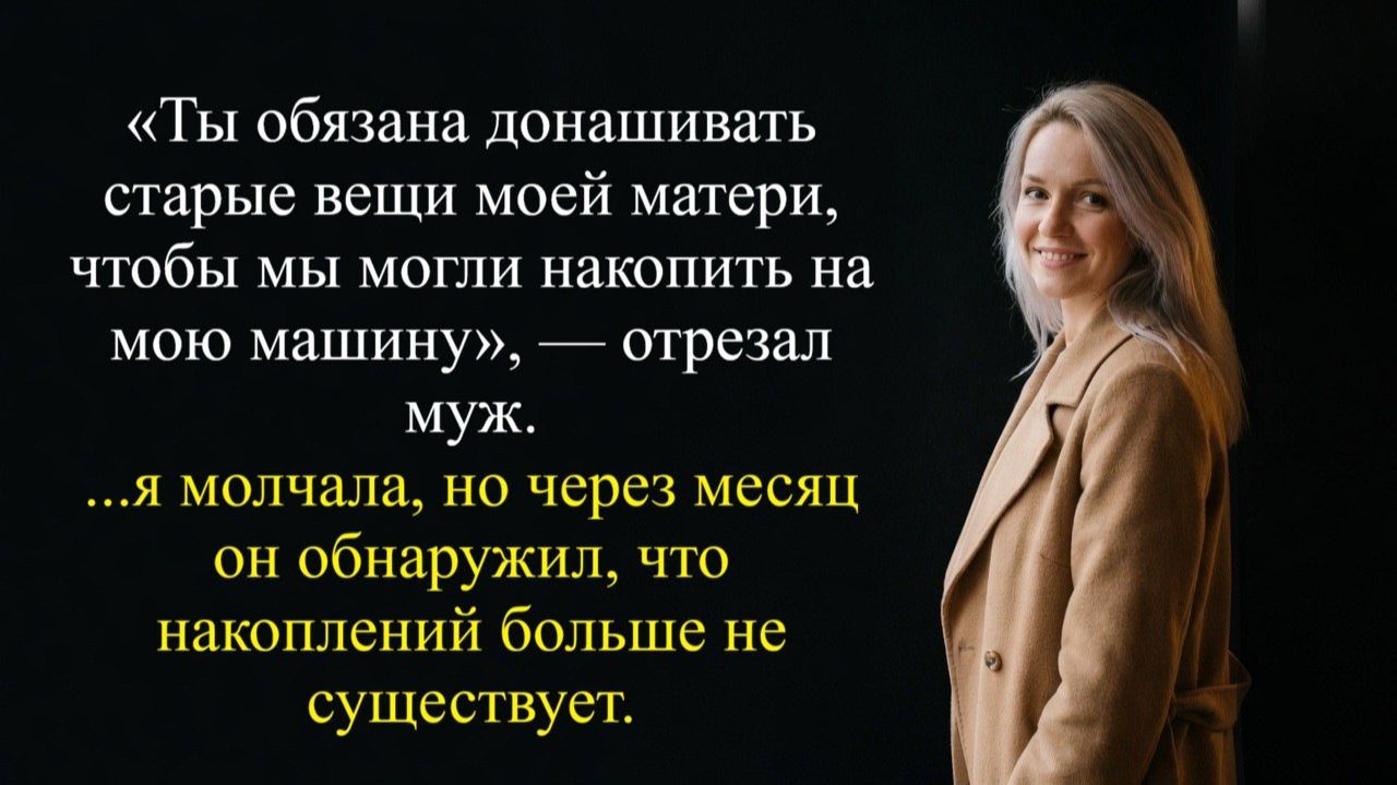 Ты обязана донашивать старые вещи моей матери, чтобы мы могли накопить на мою машину...