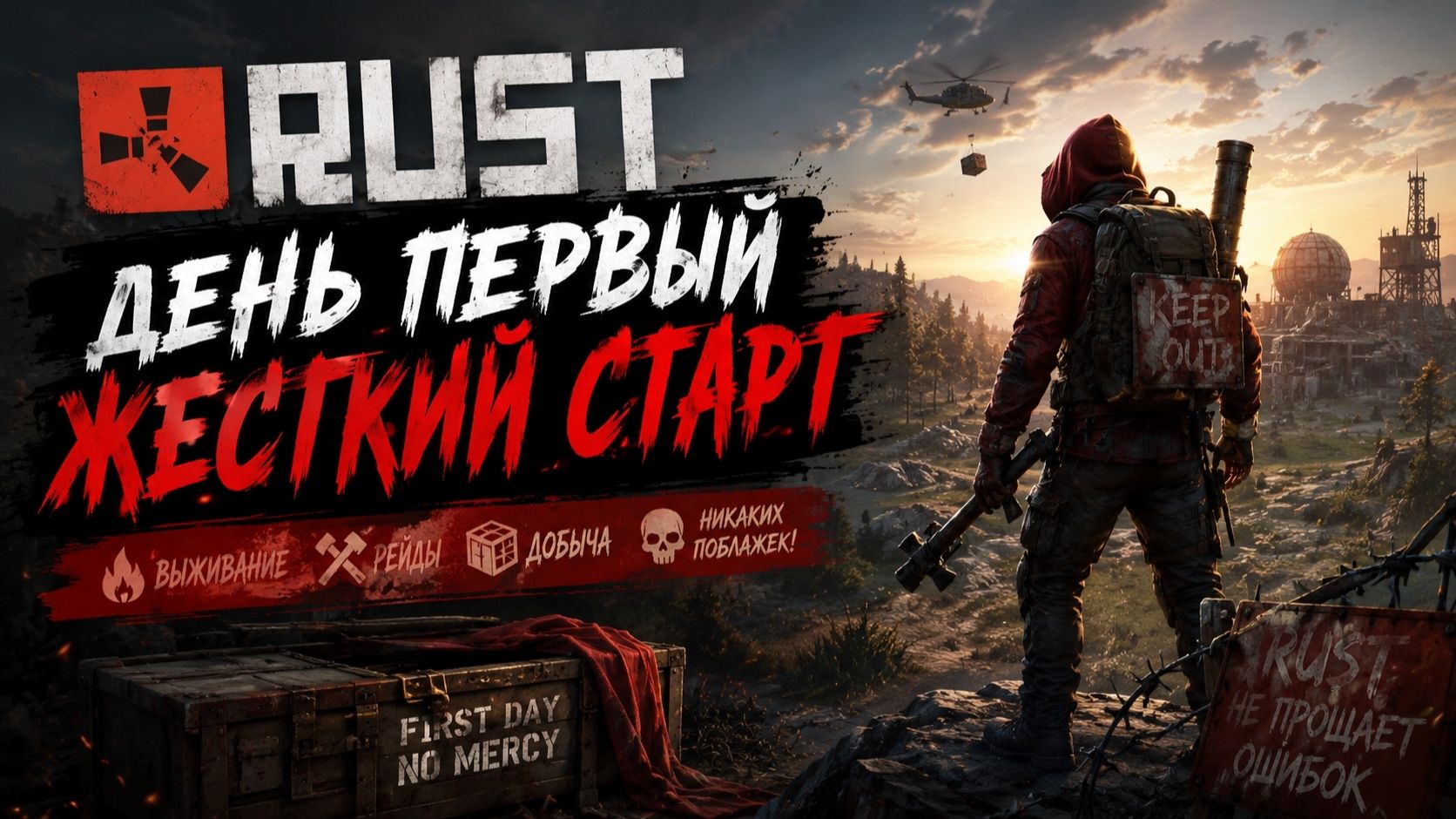 Новичок играет в Rust (Вайп - 1 день) смотреть онлайн