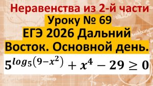 неравенство из 2 части из реального варианта ЕГЭ 2026 основной день 5^〖log〗_5(9-x^2 ) +x^4-29≥0