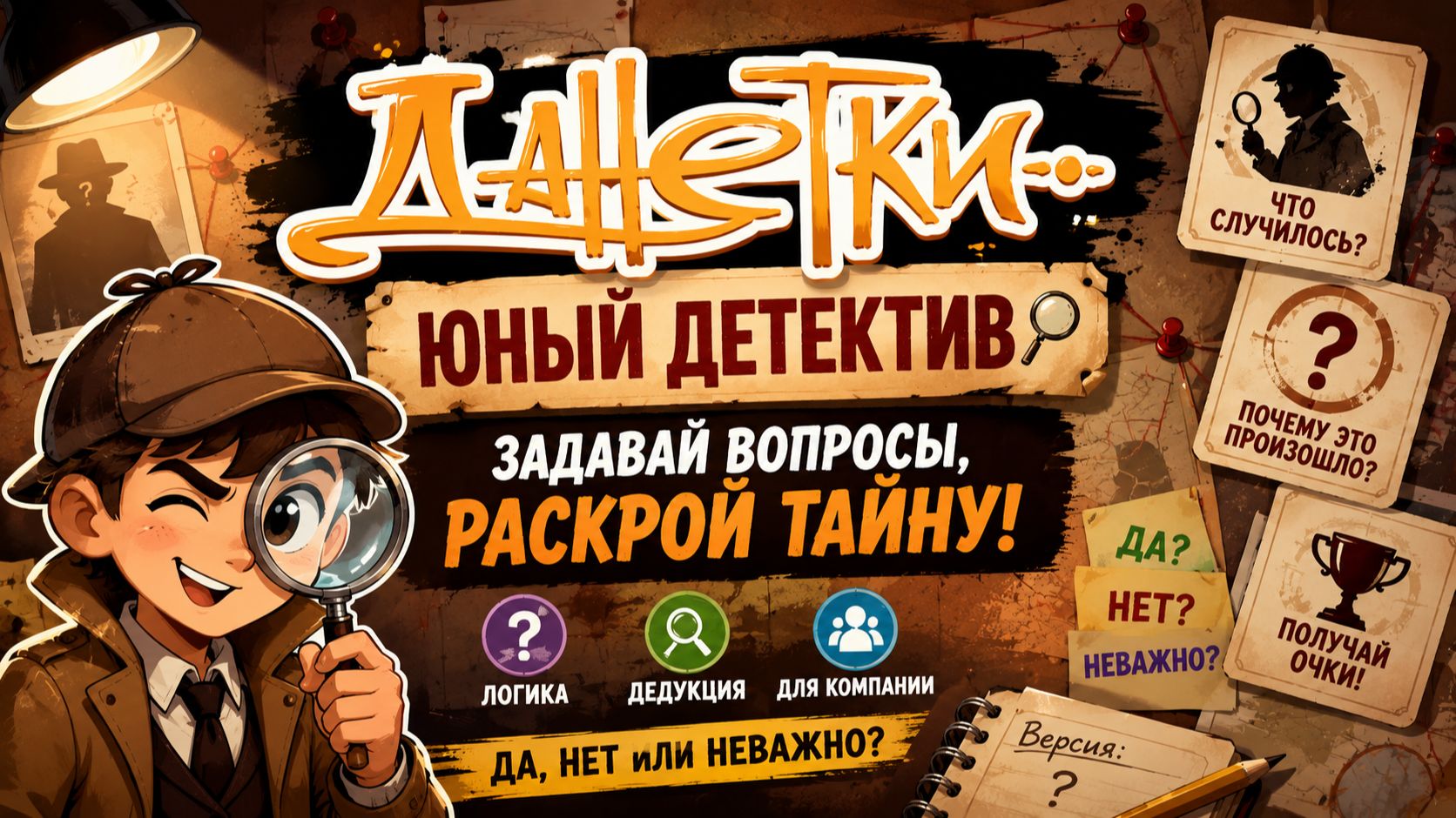 Настольная игра «Данетки: Юный детектив» — правила, обзор и как играть 🕵️