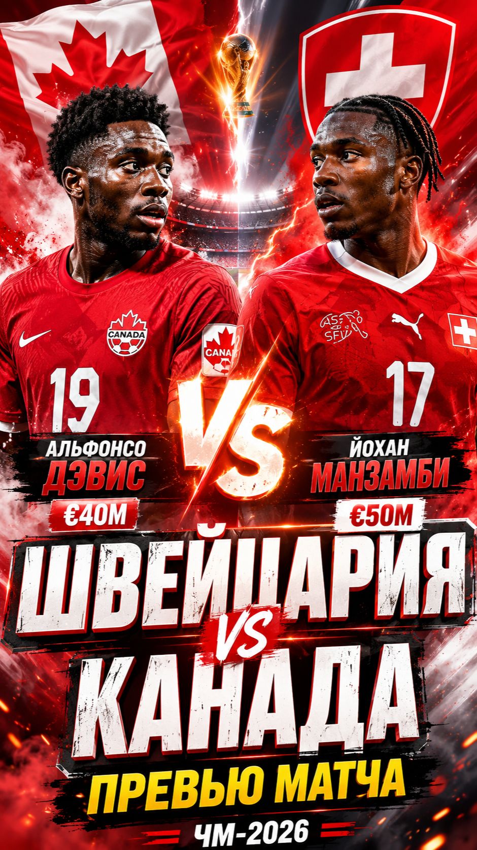 Канада vs Швейцария — Матч за Победу в Группе! Составы, Коэффициенты и Аналитика ЧМ-2026