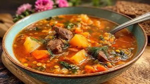 Все хором просят добавку! Суп с говядиной и овощами - очень вкусное и ароматное блюдо.