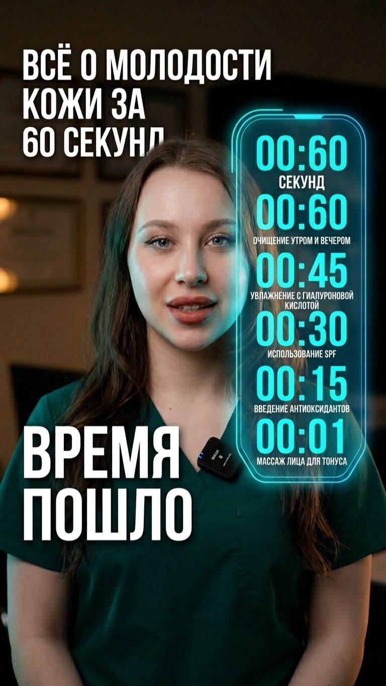 80% морщин от солнца, не возраста. SPF, ретинол, сон — факты о молодости кожи за 60 секунд смотреть онлайн
