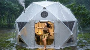 ☔️ Кемпинг под сильным дождём в штормовом лесу . Гигантская pop-up палатка ⛺️ Camping ASMR.