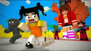 Джей Джей и Майки в роли солдат в «Игре в кальмара» — анимация в Minecraft
