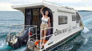 🛥️ Роскошный кемпинг на лодке-фургоне под дождем