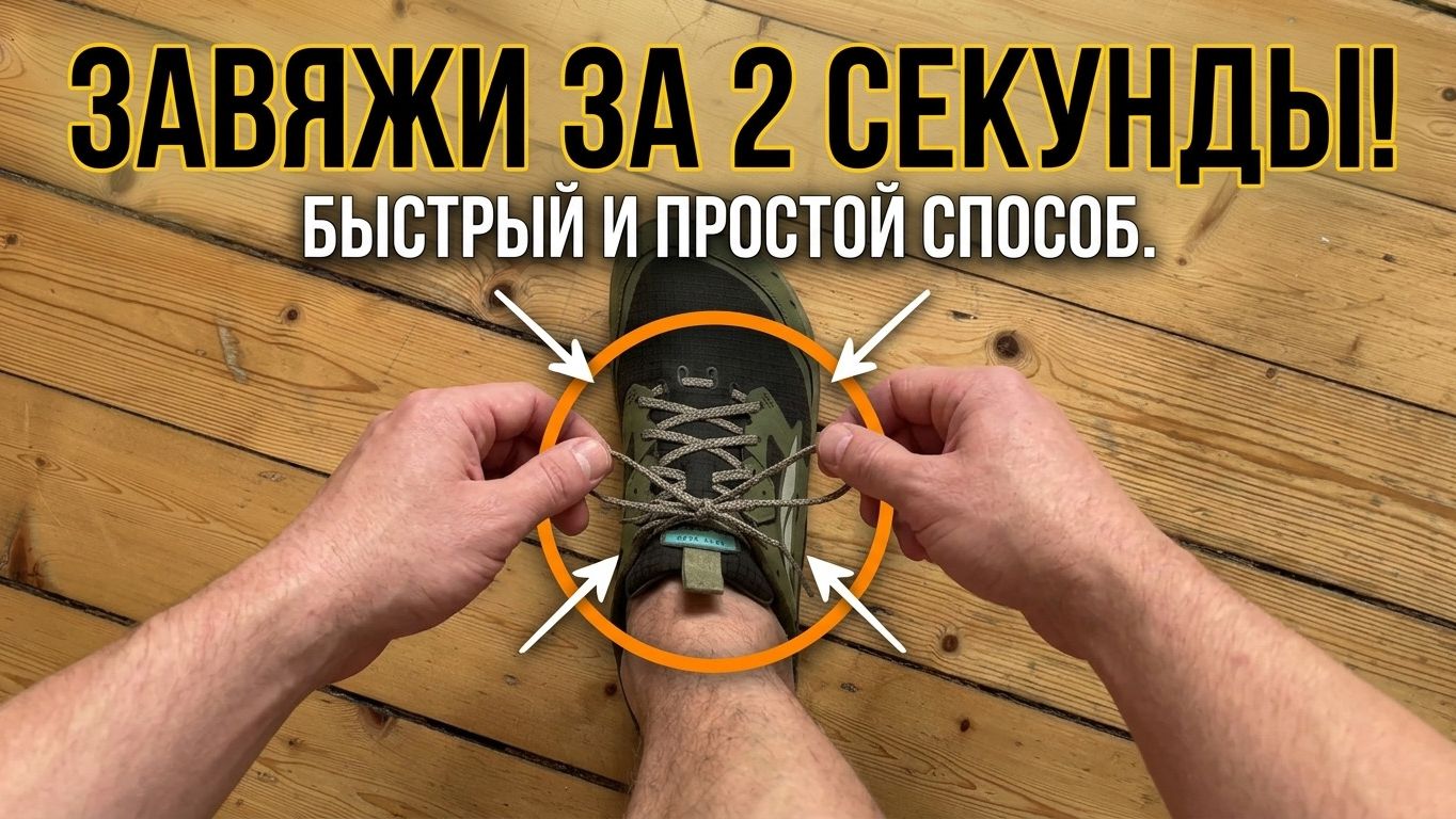Быстрый способ завязать шнурки за 2 секунды. Пошаговый туториал в замедлении смотреть онлайн
