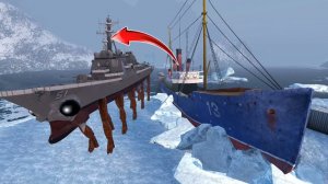 🔥 Корабль-монстр атакует настоящий корабль в замерзших водах! Garry's Mod