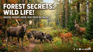 FOREST: WILD LIFE! MOOSE, BOARS, DEER, ROE DEER IN FRAME