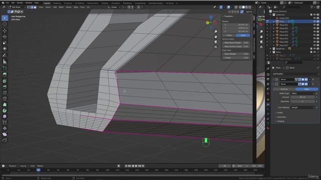 BLENDER Creating the Dune Ornithopter 19_Modeling section_Adding Bevel modifier смотреть онлайн
