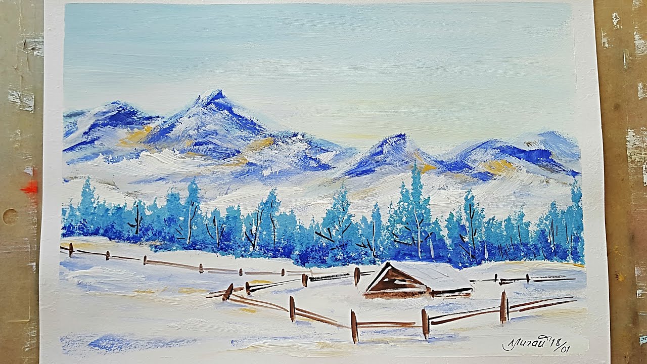 🎨Рисуем Зимний Пейзаж Гуашью! Запись трансляции! смотреть онлайн