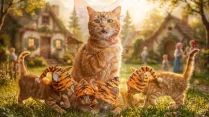 Мама-кошка подстригает шерсть на ферме и делает тигровую шапку для котят дома🐾трогательная исто