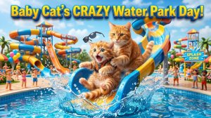 БЕЗУМНОЕ приключение котенка в аквапарке!🌊🐱 #Смешная и эмоциональная история мамы-кошки #cat #a