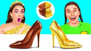 Челлендж. Шоколадная Еда vs Настоящая еда _ Эпичная Битва с Едой от BaRaDa Challenge