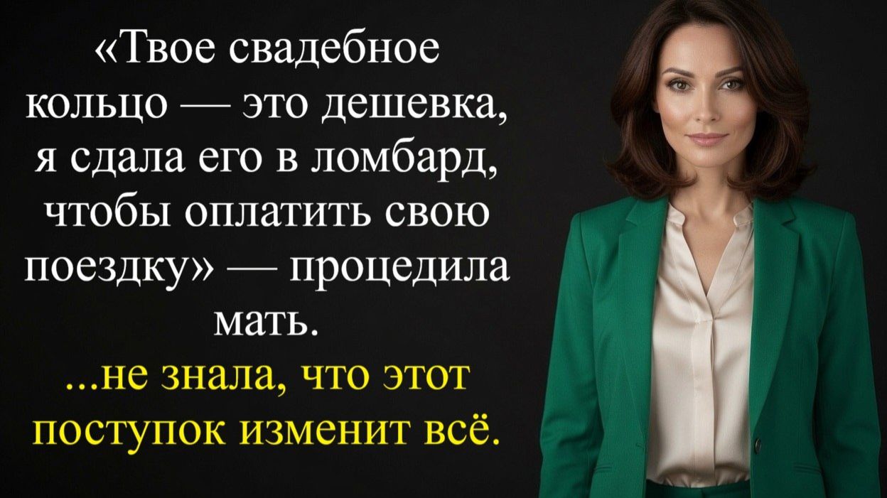 «Твое свадебное кольцо — это дешевка, я сдала его в ломбард, чтобы оплатить свою поездку»