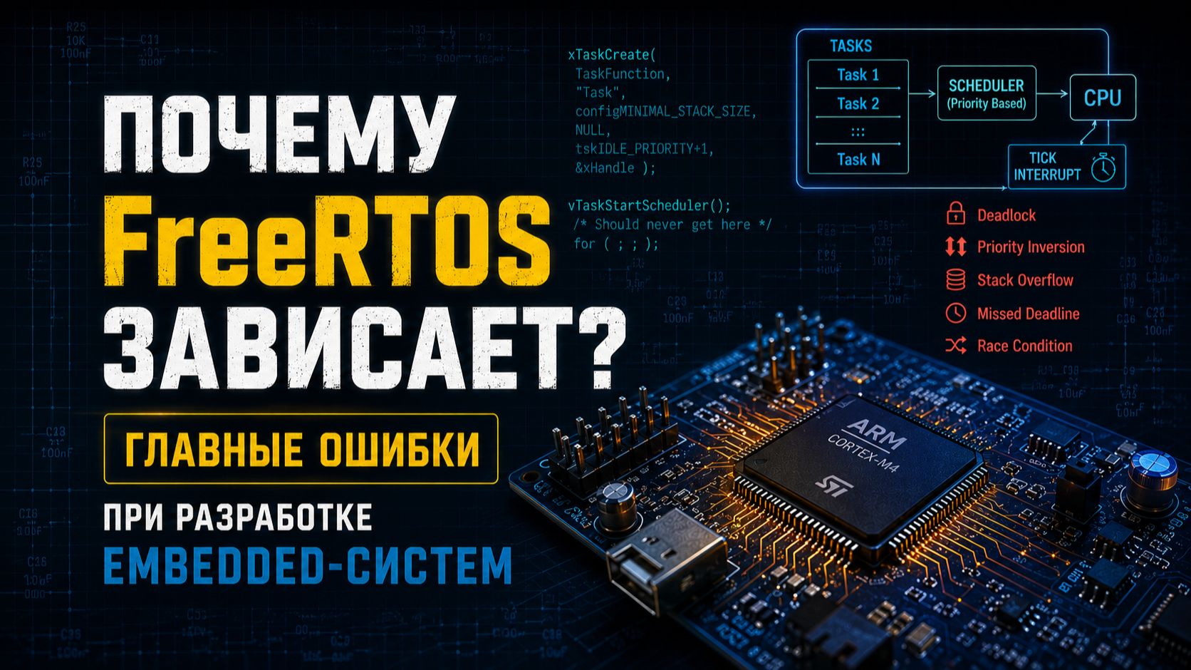 FreeRTOS - типичные ошибки из-за которых всё виснет смотреть онлайн