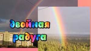 ДВОЙНАЯ РАДУГА уходит в лес.