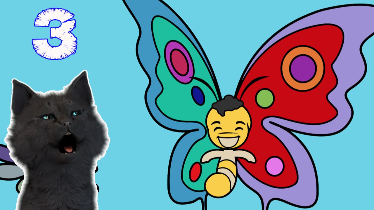 СУПЕР КОТ НАРИСОВАЛ БАБОЧКУ ОСУ В РАСКРАСКИ ДЛЯ ДЕТЕЙ: 🐱 Coloring Book for Kids #3 смотреть онлайн