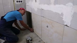 Укладка плитки в ванной прямо на блоки без штукатурки ч.10 Стены 1-й ряд