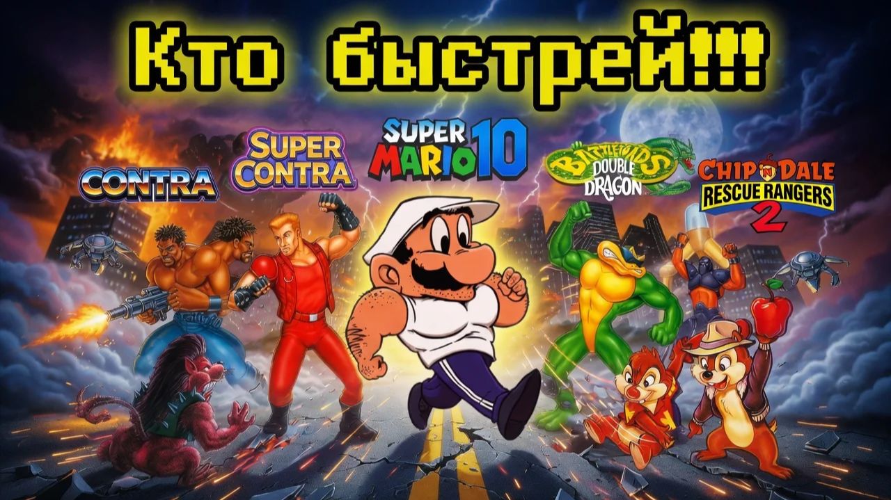 Прохождение "Кто быстрей!!!" пройдёт - Несколько игр на Dendy