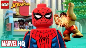 ЧЕЛОВЕК ПАУК СПАСАЕТ ХАЛКА ОТ ЖГУЧЕГО ХОТ-ДОГА | LEGO MARVEL
