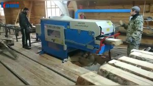 Распиловка березы на паллетную заготовку на двухвальном станке Walter WD 220 - 20 пил в комплекте!