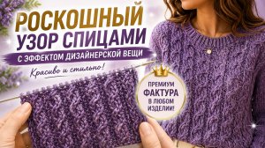 РОСКОШНЫЙ УЗОР СПИЦАМИ С ЭФФЕКТОМ ДИЗАЙНЕРСКОЙ ВЕЩИ | КРАСИВО И СТИЛЬНО