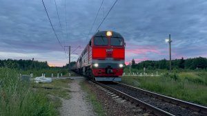 Поезда белой ночью и ранним утром на перегонах у ст.Торковичи, июнь 2026 года