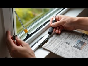 Замена уплотнителя на пластиковом окне | Проверка герметичности и регулировка створки.