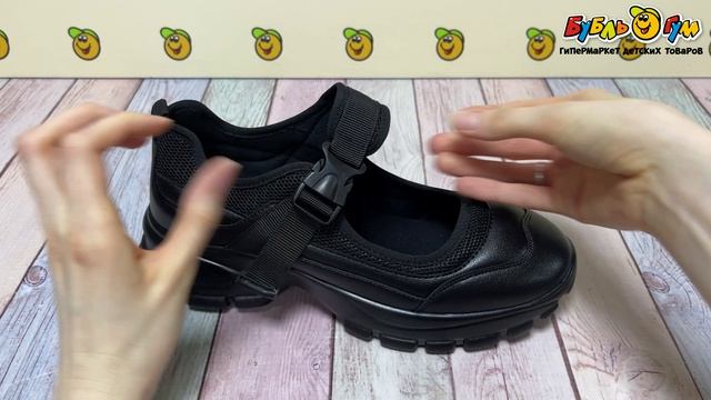 Туфли Barbaris школьные на ремешке с хлопковой подкладкой на массивной платформе черные - видео