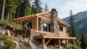 I Spent 60 Days Building a House of Stone and Logs in the Forest
