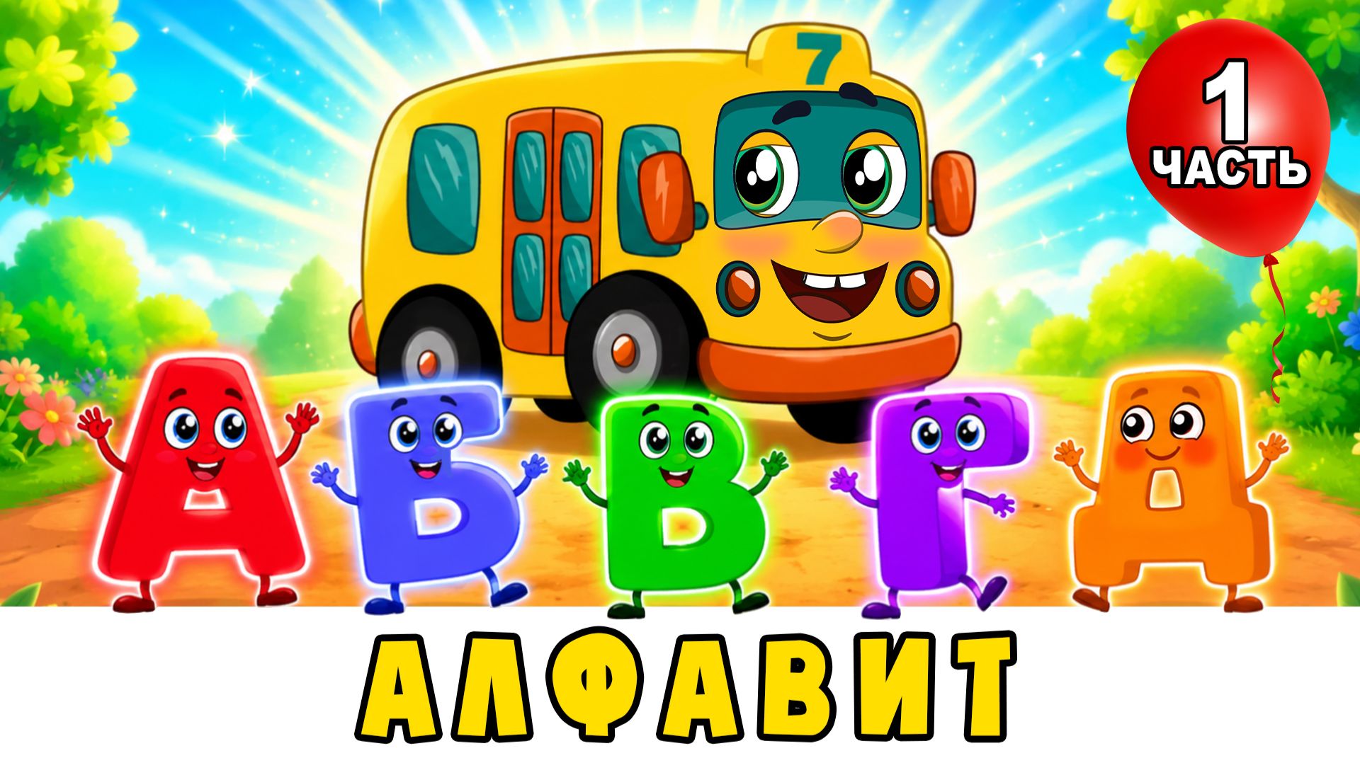 АЛФАВИТ для малышей (1 часть) Азбука АБВГД 📚 Автобус Борис 🚌 Развивающий мультик песенка для детей смотреть онлайн