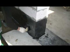 Битумная мастика + стреч плёнка, гидроизоляция фундамента