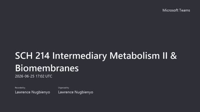 SCH 214 Intermediary Metabolism II & Biomembranes - Biomembrane Composition смотреть онлайн