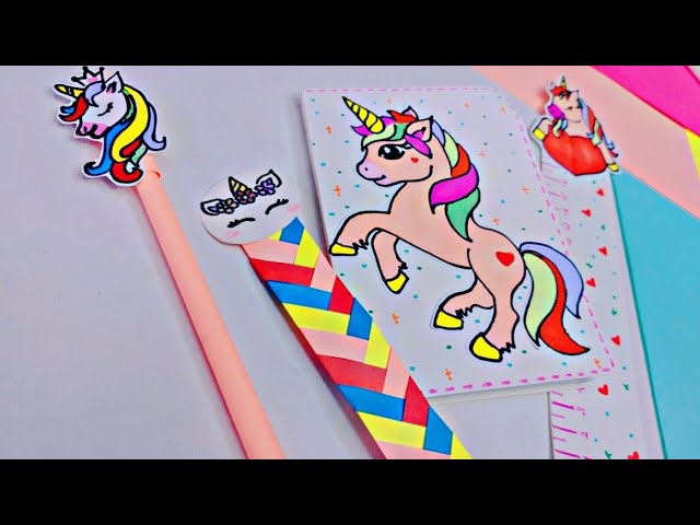 DIY/How to make unicorn school supplies/Как сделать школьные принадлежности единорога смотреть онлайн