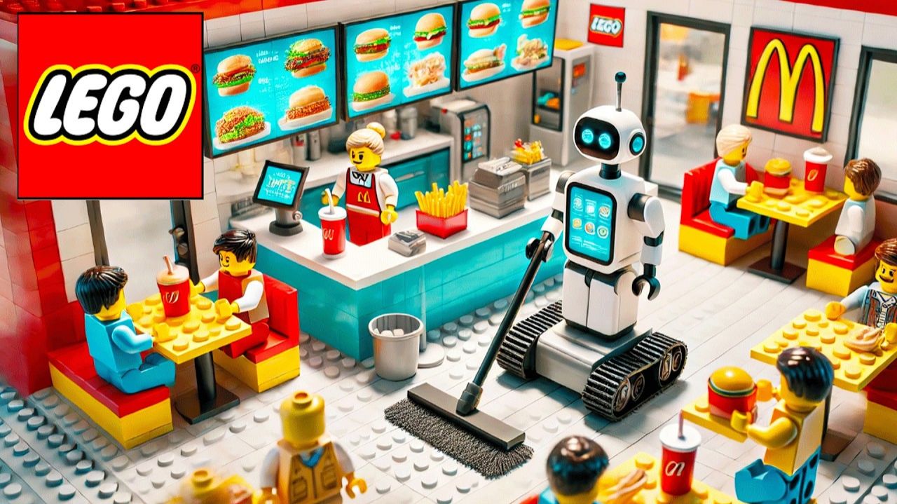 McDonald's Cleaning Robot 🤖🍔 LEGO Automatic Restaurant Cleaner смотреть онлайн