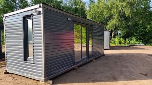 Дачный домик вагончик для дачи бытовка блок контейнер металлический Люкс8метровый цвет Серый графит