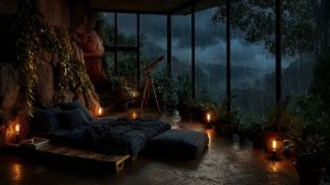 ГРОЗА В ПАНОРАМНОЙ СПАЛЬНЕ 🌧️ УЮТНЫЙ ШУМ ДОЖДЯ ДЛЯ СНА И РАССЛАБЛЕНИЯ
