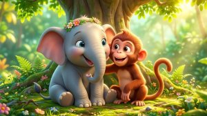 👉 «Сладкие моменты в джунглях 🐘 Обезьянка спасает слоненка # Милый 3D-мультфильм»