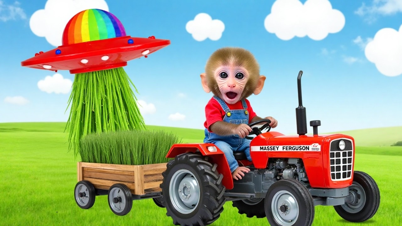 Monkey Nana is driving a tractor, faces a problem, and finds a smart solution to save the field смотреть онлайн