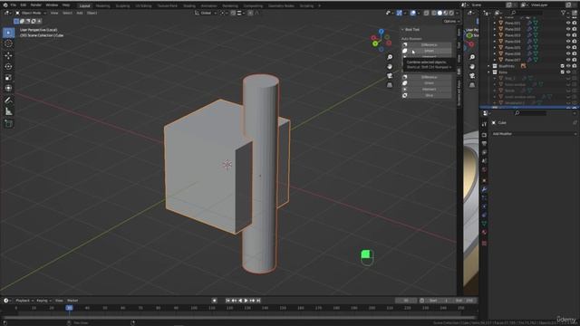 BLENDER Creating the Dune Ornithopter 21_Modeling section_Learn how to use Bool Tool смотреть онлайн